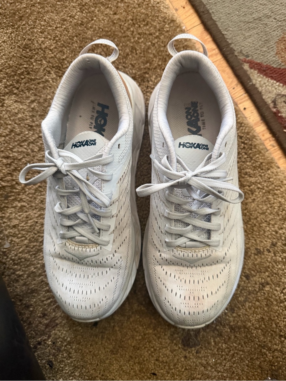 Hoka One One White Lace-Up Mesh Trainers